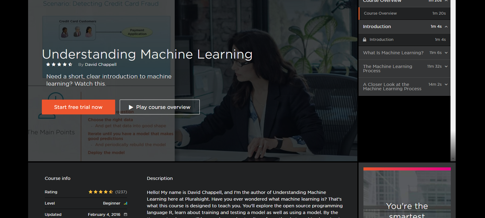 beginner machine learning course pluralsight