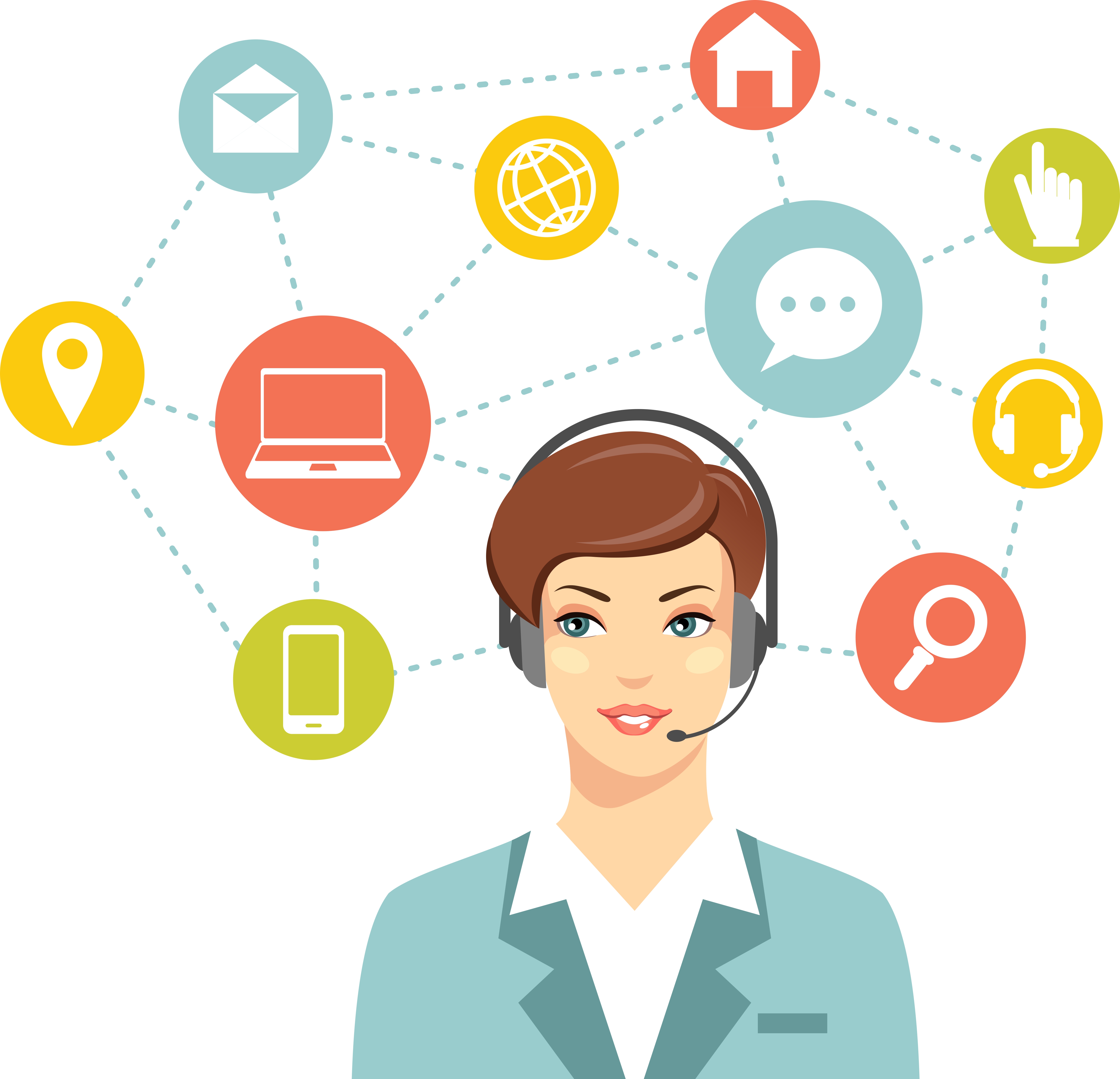 Call center online customer support woman operator concept